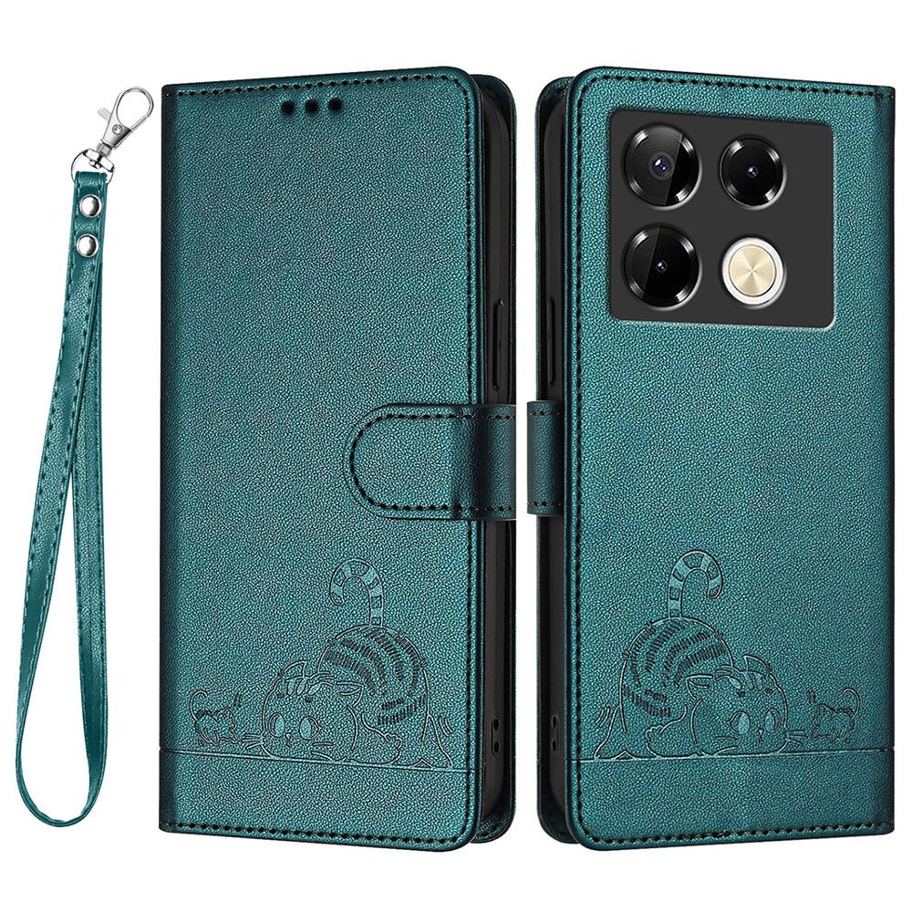 For Infinix Note 40 Pro 5G Case with Strap RFID Blocking Leather Wallet Phone Cover Cat Mouse Pattern