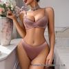 Europäisches & Amerikanisches Zartrosa Push-Up Dessous-Set - Verführung & Begehren (BH-Set 25213)