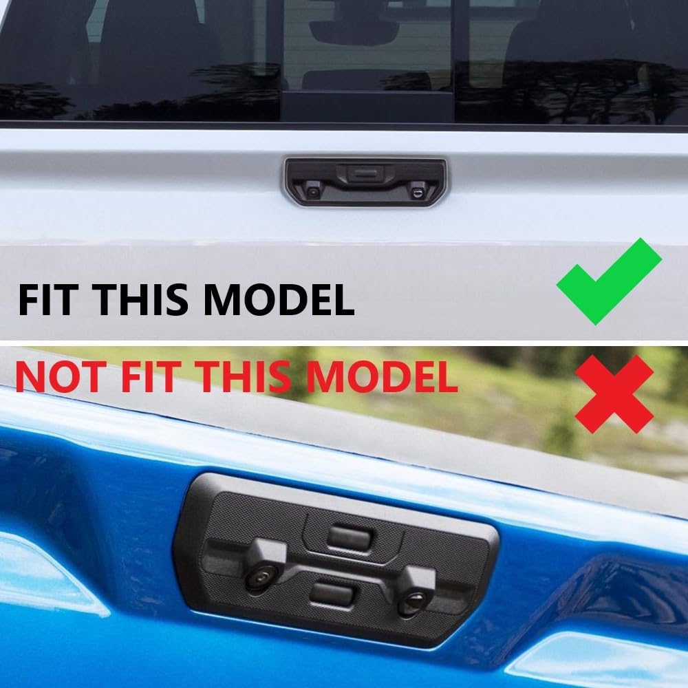 Carbon Fiber Trunk Rear Door Handle Trim Cover for 2019-2026 GMC Sierra/Chevy Silverado 1500 2500 3500HD (Type 2)