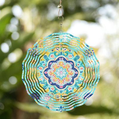 Metall Mandala Windspiel 25,4 cm Lasergeschnitten Gartendekor mit Drehhaken Lebhaftes Blumendesign für Alle Jahreszeiten Innen- und Außenbereich Perfekt