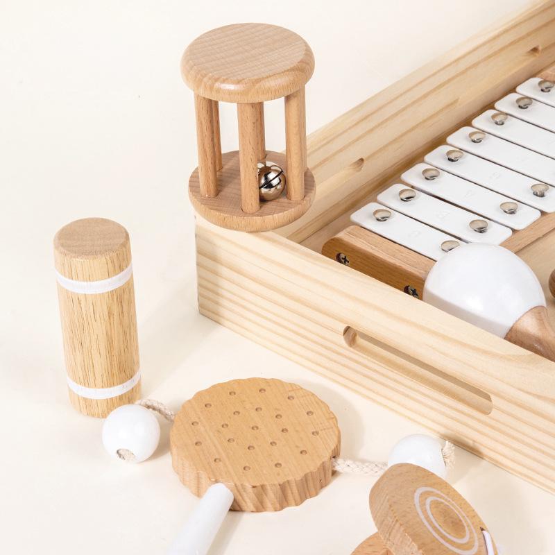 Children’s Wooden Percussion Set: Xylophone, Tambourine, Rattle, Toy Instruments