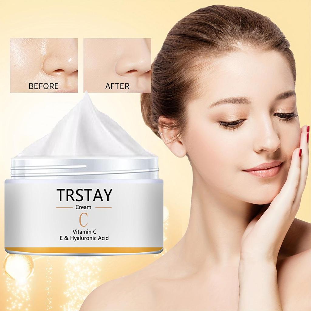 Face Face Cream, Cream Vitamin C, E and Hyaluronic Acid, Antioxidant, Whitening and Brightening Moisturizer