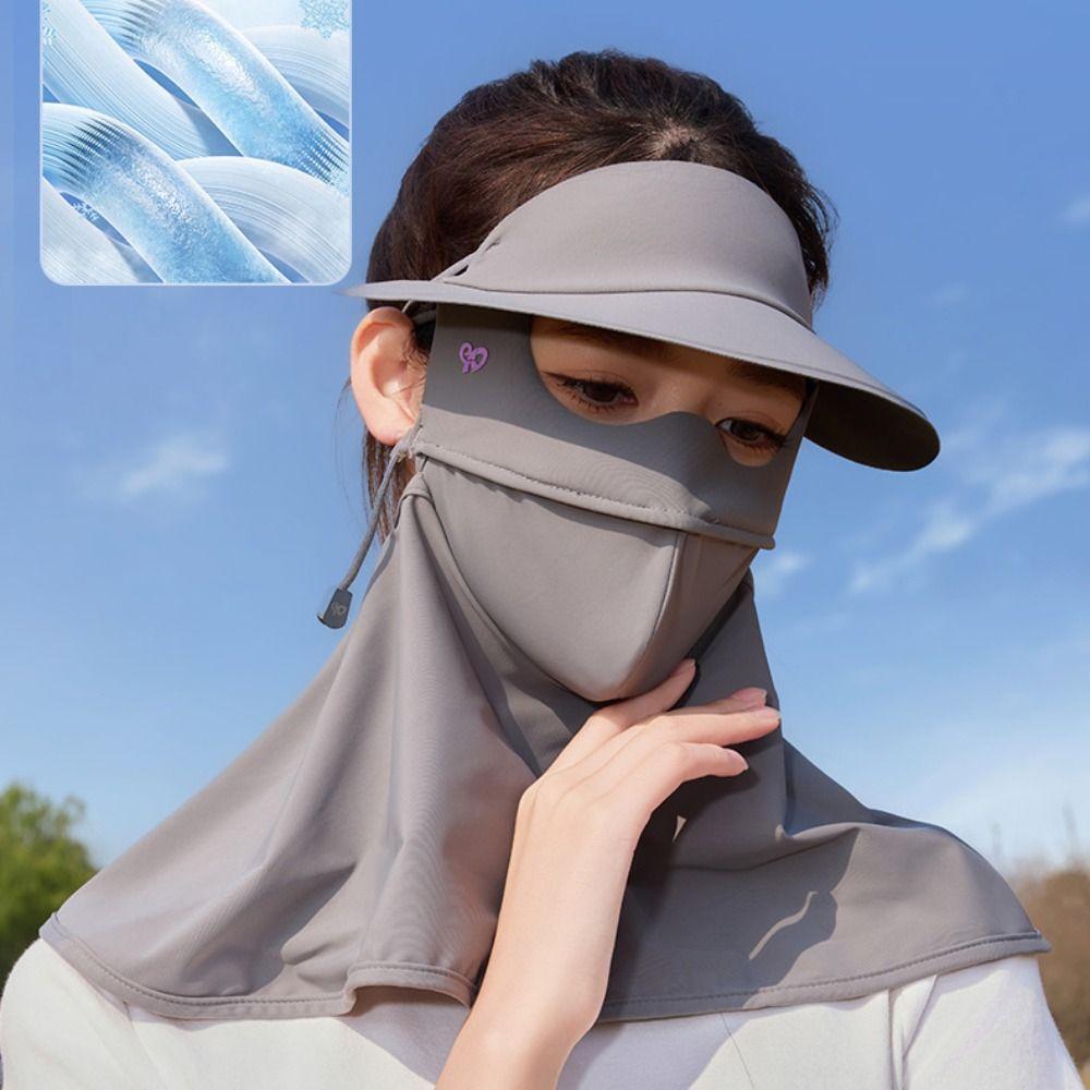 Dustproof Sunscreen Face Cover Solid Color UV Protection Veil Summer Ice Silk Mask  Hiking