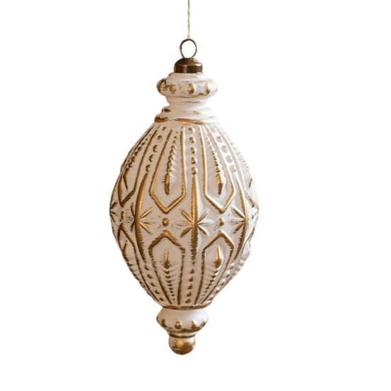 Christmas Ornaments White And Golden Vintage Ball Finial Christmas Tree Ornaments Shatterproof Plastic Farmhouse Hanging Decor