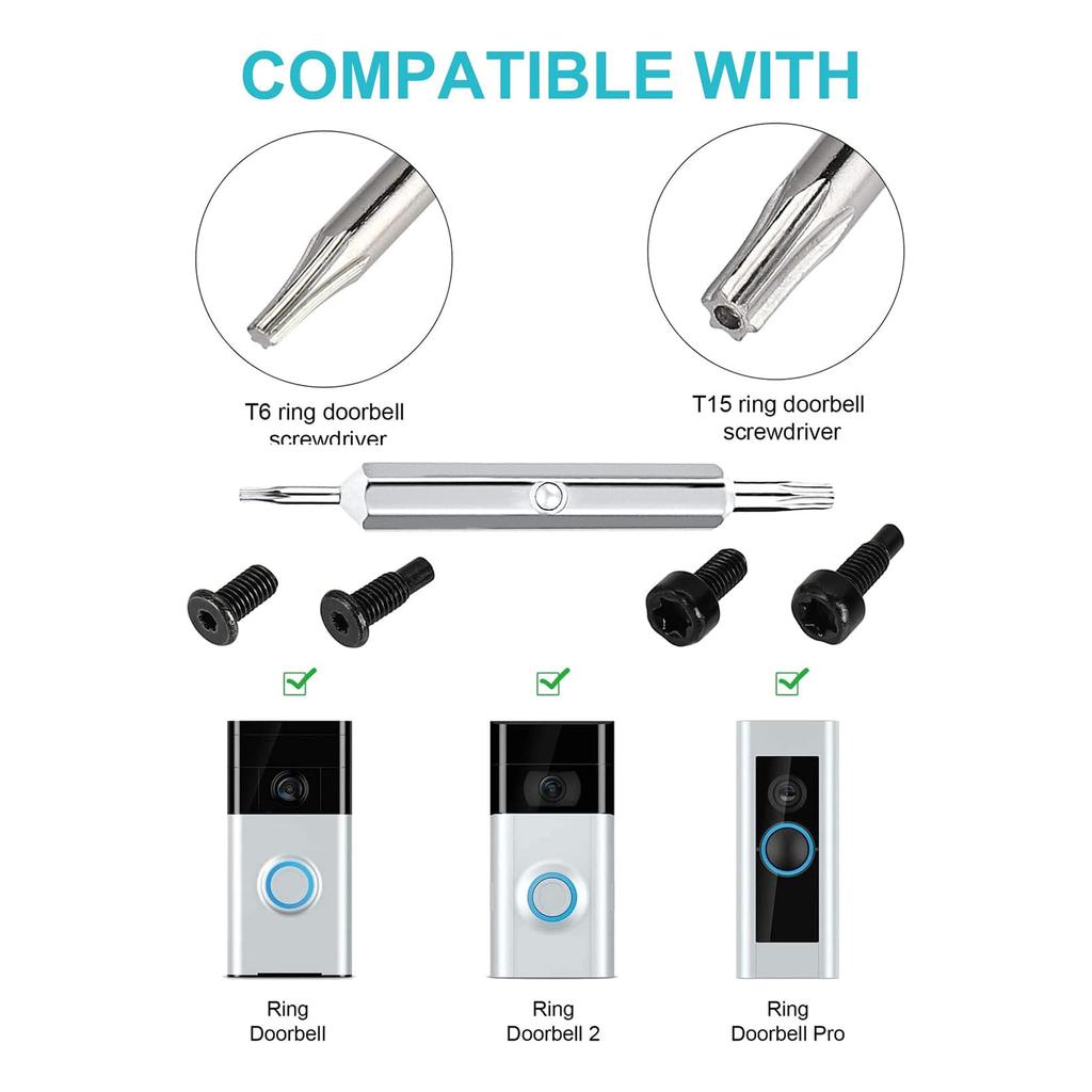 Ring Doorbell Screwdriver Replacement Double-Ended Torx Screwdriver Bit Set for Video Doorbell Ring Doorbell Security