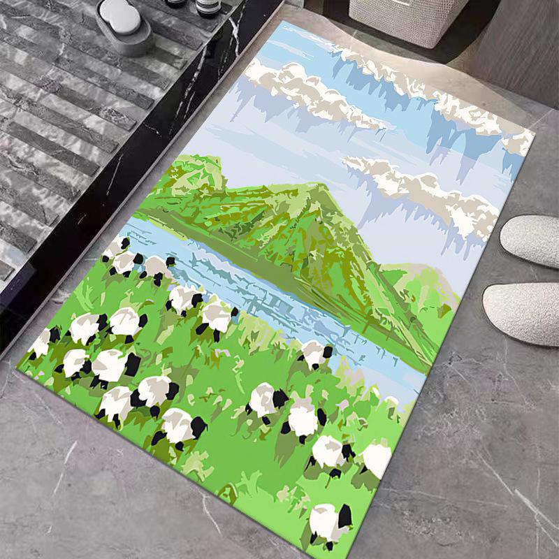 

Диатомовая грязь 3D масляная живопись напольный коврик дверной коврик бытовой нескользящий коврик для туалета ванна впитывающий коврик 50 * 80cm