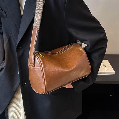 Women Vintage Crossbody Bag High Grade Textured Solid Color Pu Leather Female Bag Autumn Winter Fashion All-Matched Underarm Bag