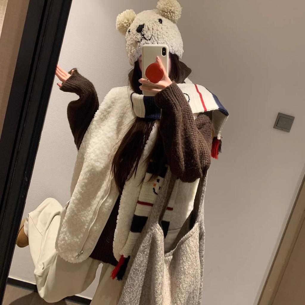 Lamb wool vest women's autumn and winter loose fashion sleeveless vest vest vest vest short top fluffy coat
