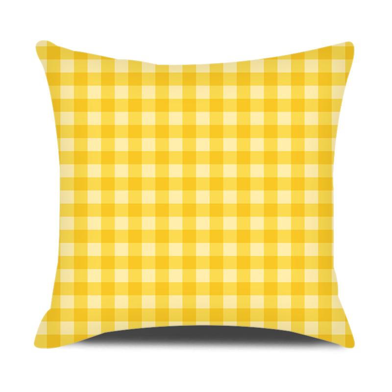 Home Decor Green Yellow Plaid Pillowcase Cushion Cover Sofa Car Pillowcase Daisy Flower Print Pillowcase