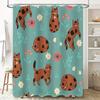 Cute Cats Shower Curtain Blue Floral Print Fabric Waterproof Bathroom Decor Set for Home Decoration Size: 72x72 (183cm x 183cm)
