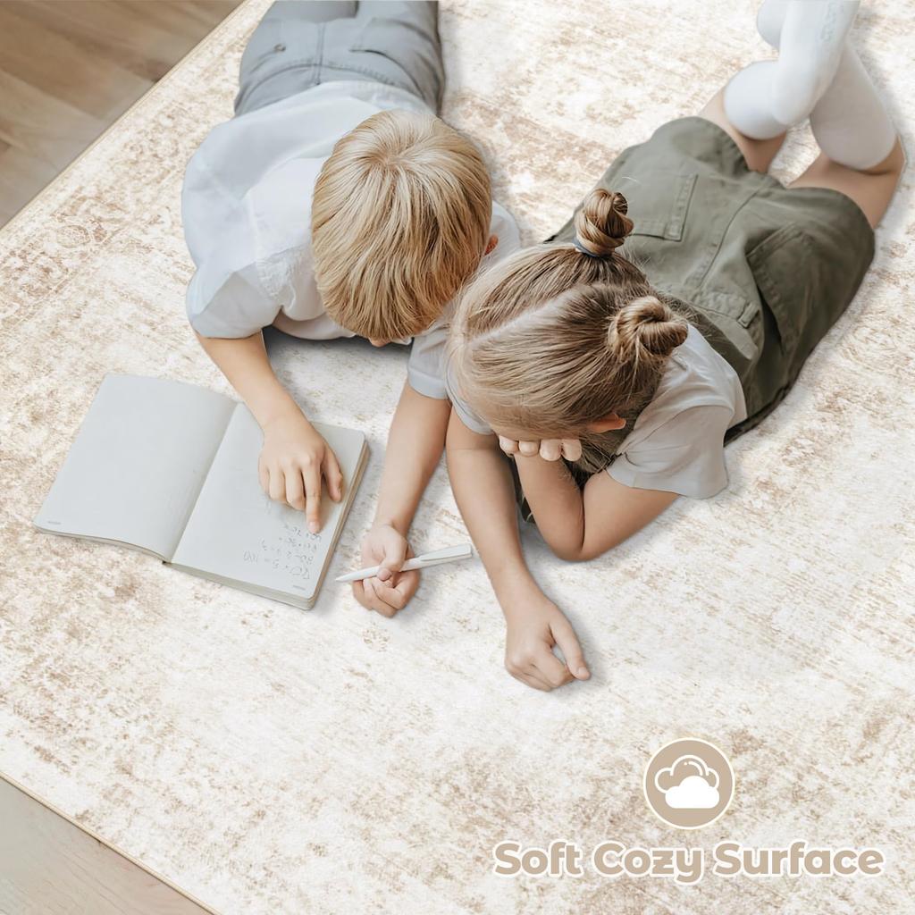 Italienischer Leichter Luxus Wohnzimmer Teppich Rutschfest Schmutzabweisend Pflegeleicht Creme Stil Premium Sofa Schlafzimmer Bodenmatten