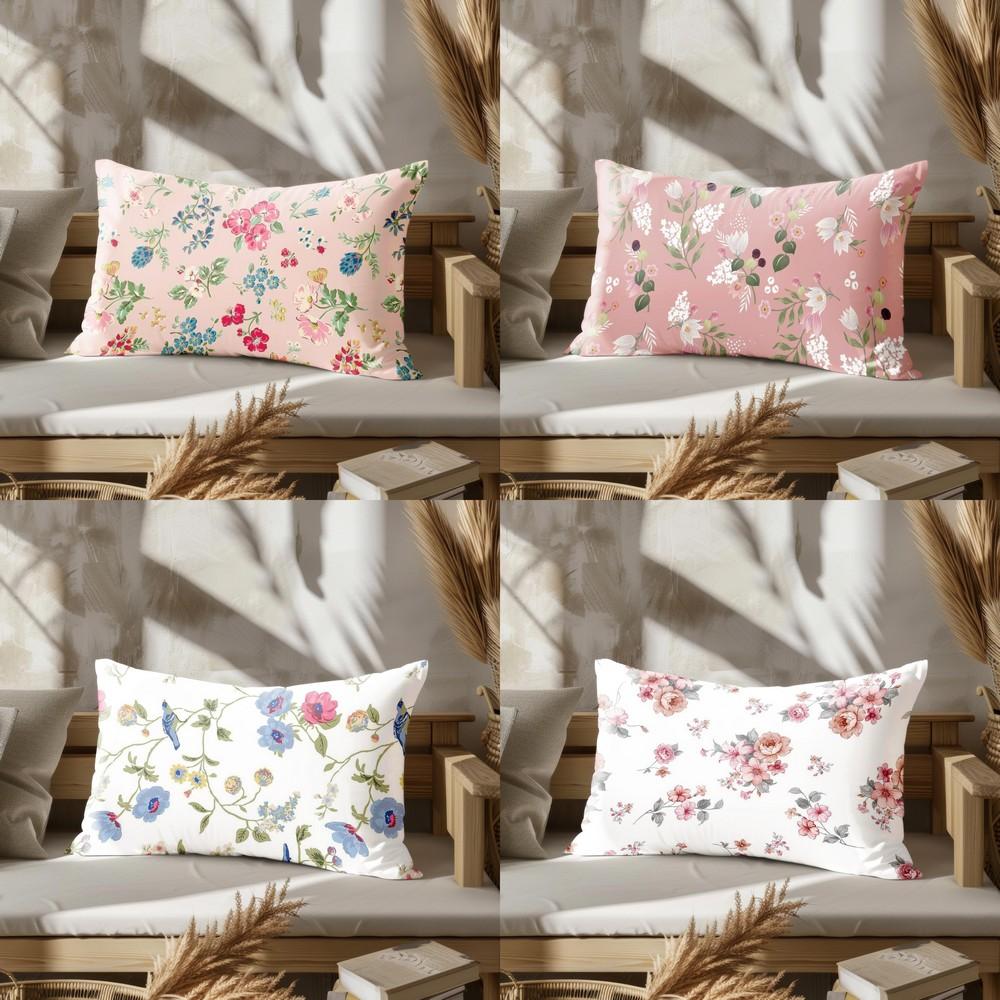 Home Decor Floral Pattern Square Pillowcase Suitable For Sofa Bedroom Car Pillow Cover Cushion Rectangular Back Cushion