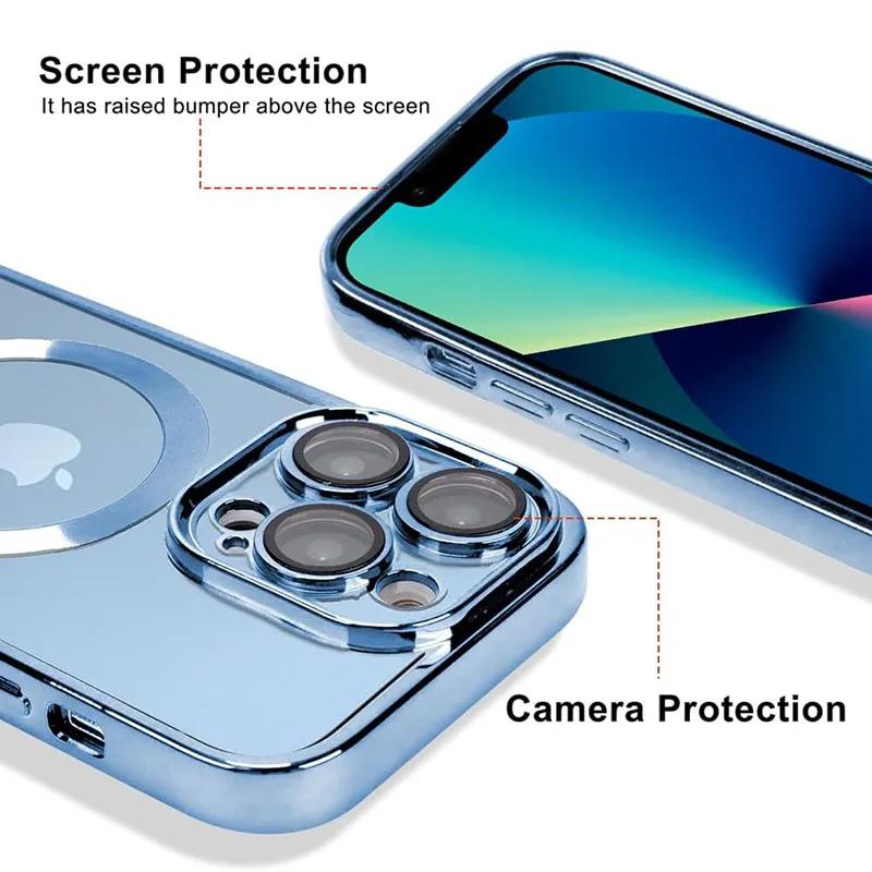 Transparente Magnetische Hülle Für iphone 17 Pro 16 15 14 13 12 11 Pro Max Plus Linsenschutz Für Magsafe Kabelloses Laden Hülle