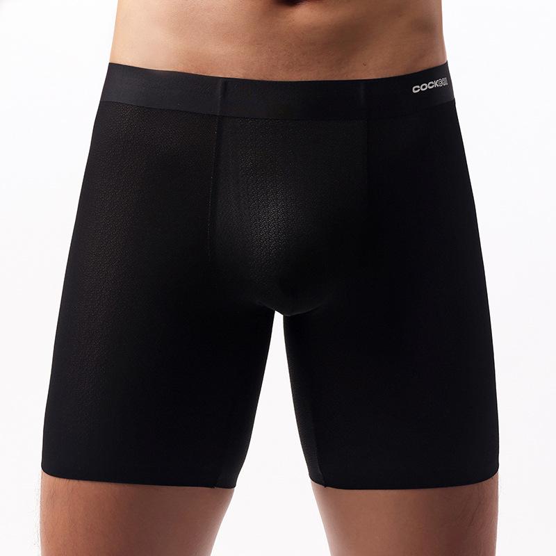 Eis Seide Herren Anti-Scheuer Nahtlose Boxershorts - Atmungsaktiv, Antibakteriell, Verlängerte Länge für Laufen und Fitness