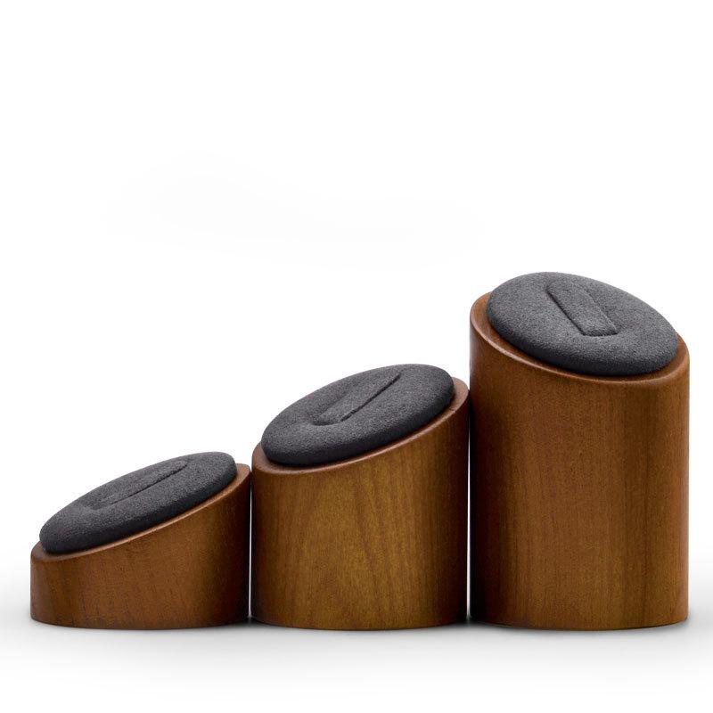 Solid Wood Ring Display Stand Creative Cylinder Slant Jewelry Props 3-Piece Ring Holder Set