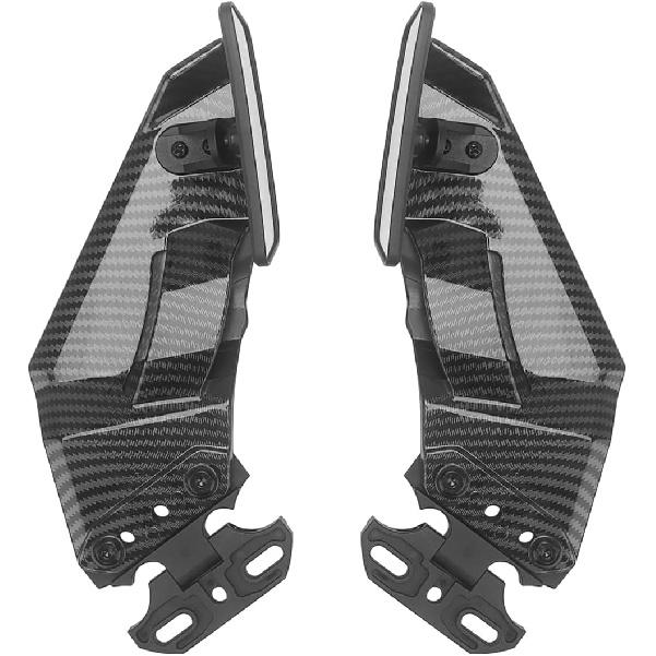 Universal Motorcycle Rear View Mirrors, Fixed Wind Wing Side Rearview Stealth Mirror Replacement For Carbon fiber stripes