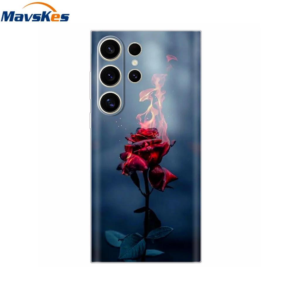 Case For Samsung S25 Ultra Cute Heart Flower Cover Soft Silicone Matte Protective Fundas For Samsung Galaxy S25+ S25 s 25 Shells