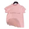 Women's Pink Rhinestone Letter Slim-Fit Round Neck Short Sleeve T-Shirt - Early Spring 2026 Arrival
