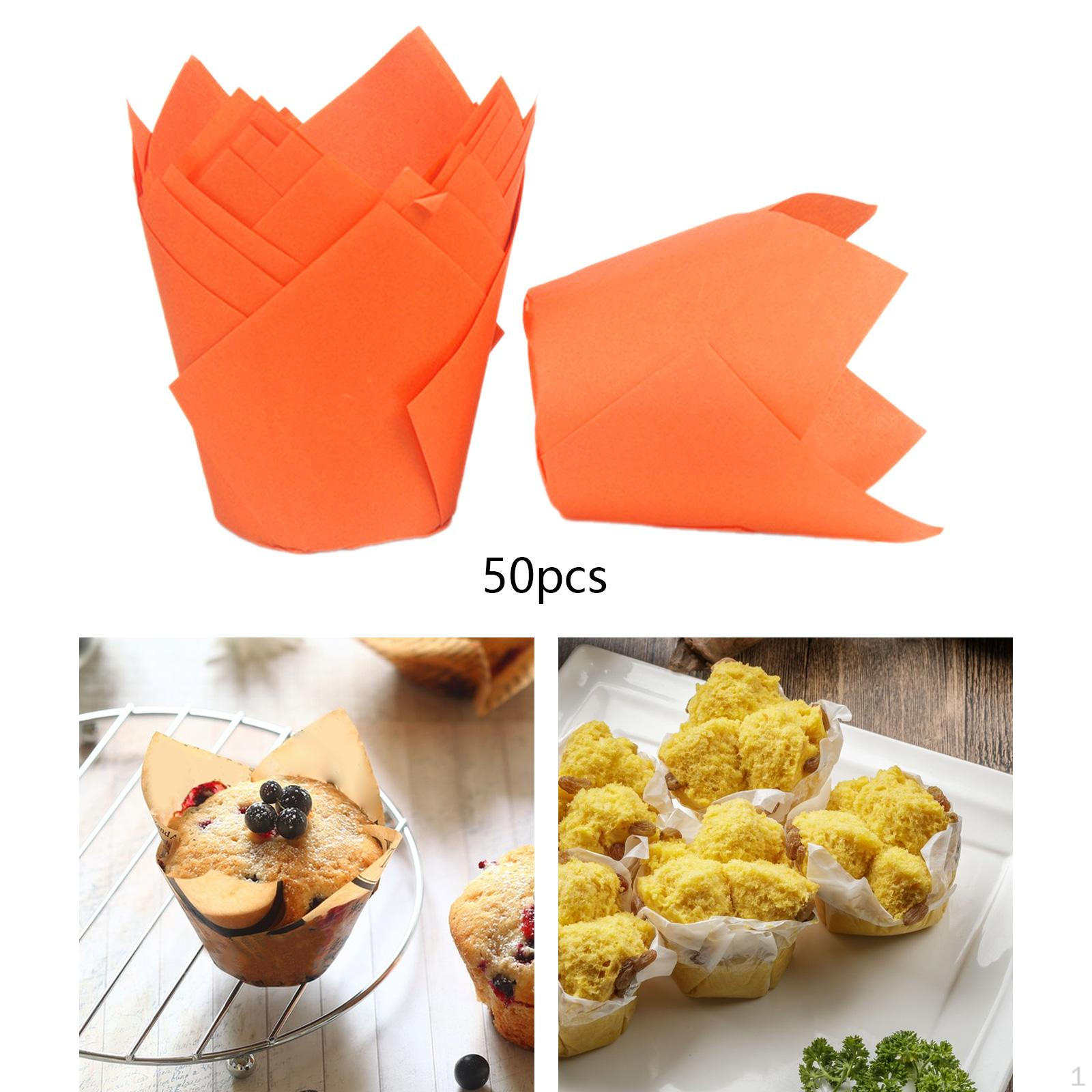 

50 штук вкладишів для кексів, обгортка, тримачі для весільних форм для випікання кексів, жиростійких, Orange