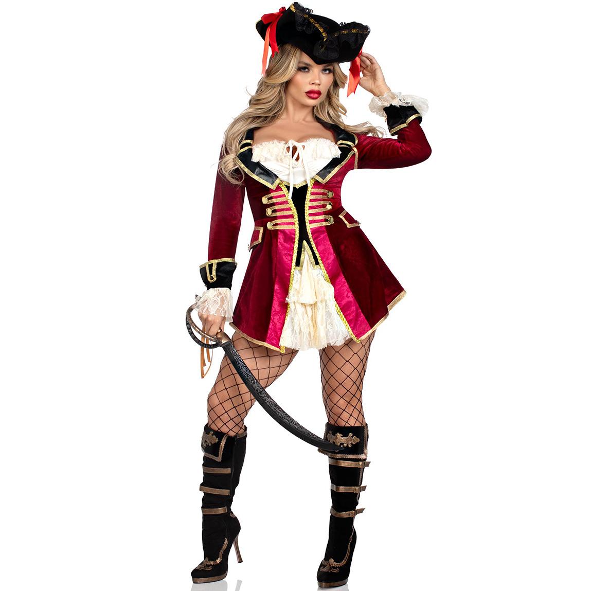S-xl Viking Medieval Sexy Female Pirate Costume Cosplay Halloween S красный