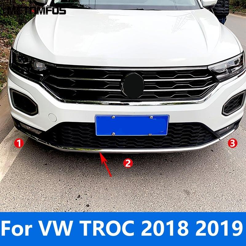 Front Bumper Lip Trim For Volkswagen VW T-ROC TROC 2018 Stainless Steel Grille Body Kit Splitter Diffuser Car Accessories