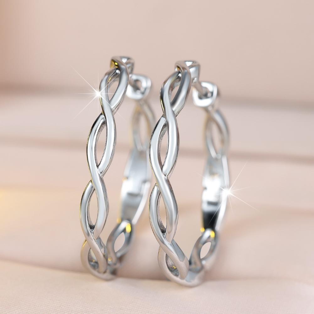 Simple Silver Color Twisted Hoop Earrings for Women Fashion Friends Party Daily Use Gifts