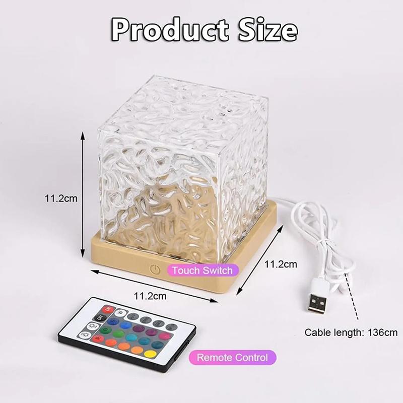 Projector Night Light Galaxy Ocean Wave Usb RGB Led Lights 3D Crystal Night Lights For Bedroom Desk Dynamic Rotating Light