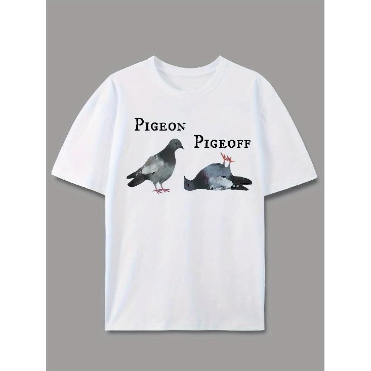 T-shirt Grafica Umoristica Piccione Pigeoff - Divertente Sarcasmo Uccello Battuta Casual Girocollo Cotone, Vestibilità Larga, Super Morbida, Leggera & Estiva