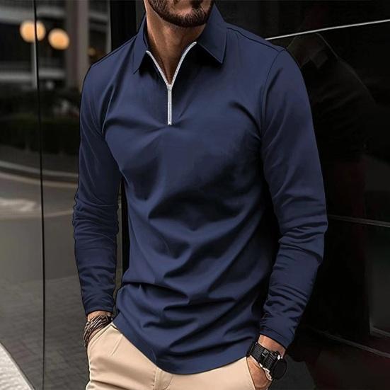 Herrenhemd, modisch, langärmelig, einfarbig, Herrenoberteil, Reversdesign, weicher, atmungsaktiver Pullover aus Baumwollmischung für den täglichen Gebrauch