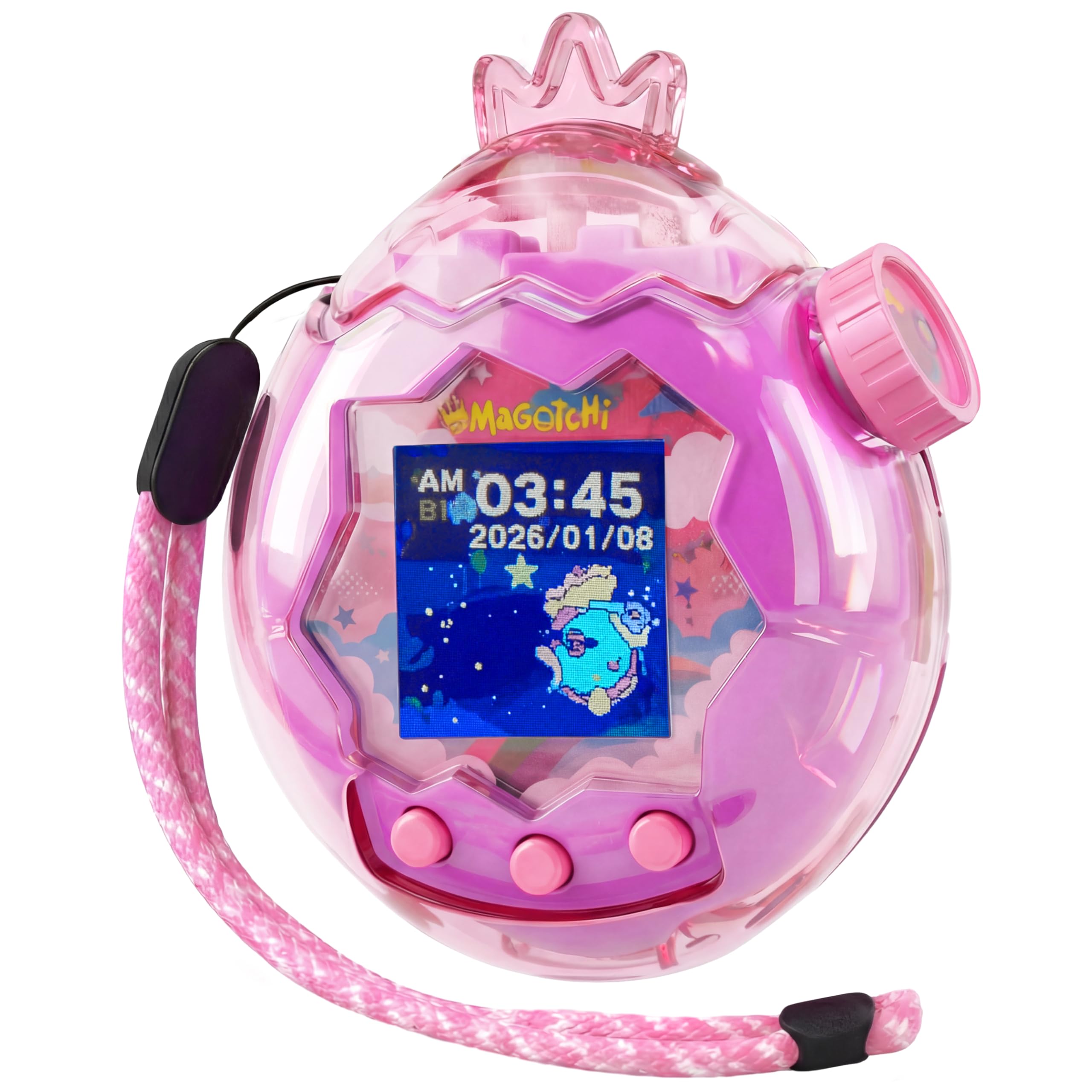 

GOKEI Tamagotchi Paradise Чохол Прозорий Захисний Чохол з Ковпачком-Короною 3 Плівки Ремінець Ударостійкий PC Сумісний Прозорий Рожевий