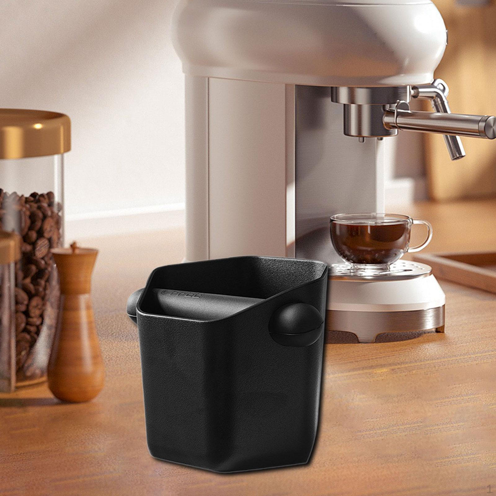 

Barista Coffee Grind Bin Knock Out Box Black for Kitchen Countertop Accessories 12x11cm Slanted