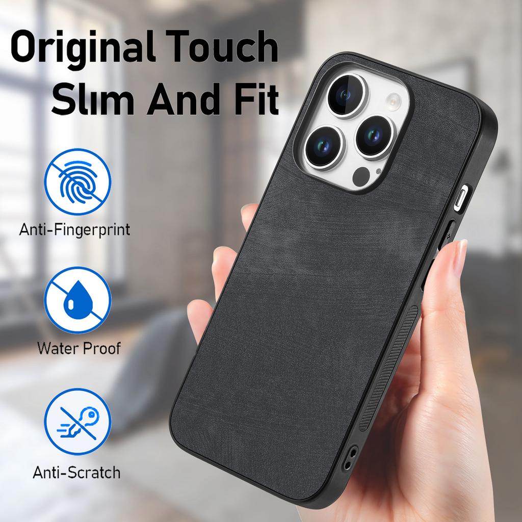 For iPhone 16 Pro Max Case Retro Leather+TPU Shockproof Protective Phone Cover
