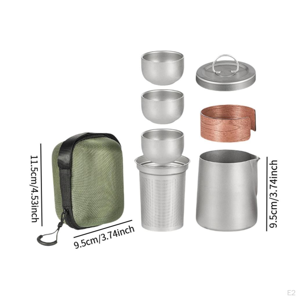 Tragbares Titan-Teeset mit Teetassen und Siebtassen für Outdoor-Abenteuer