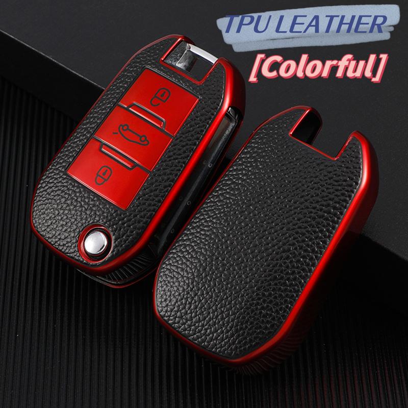 For Peugeot 208 2008 301 308 3008 Rcz 508 408 307 Case For Citroen C3 C4 Berlingo Tpu Leather Flip Folding Key Fob Cover