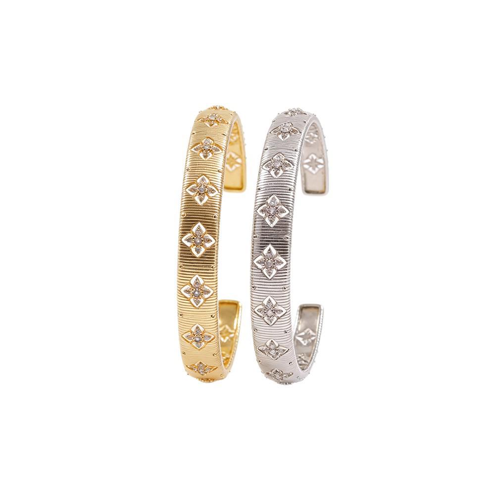 Korean Geometric Open Cuff Bracelet in Gold & Silver