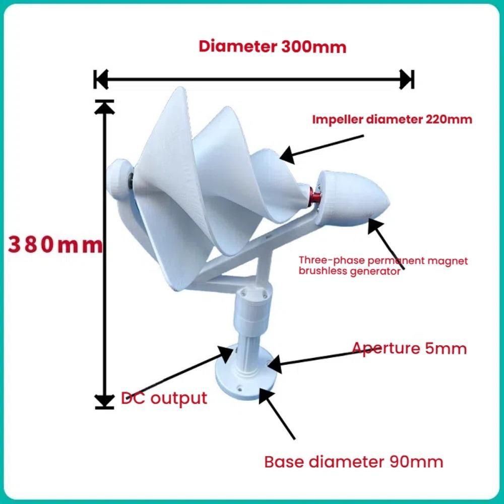 12V DC Output, Low Start Wind Speed (1.5m/s), Effective Three-phase PM Brushless Generator, Micro Wind Turbine Generator 50W