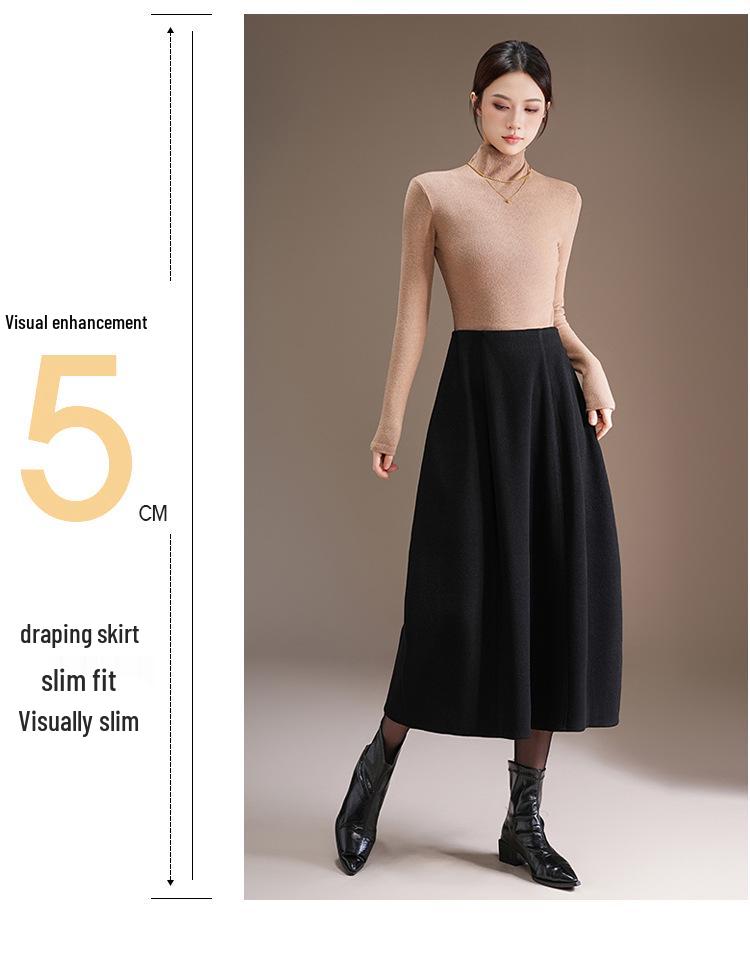 Stylish Elastic Waist Women's Winter 2025 Korean Slimming Casual Mid-Length Skirt
