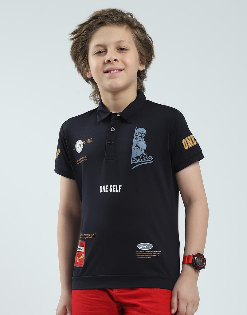 Monte Carlo Boys's Regular Fit Printed Polo Half Sleeve T-Shirt