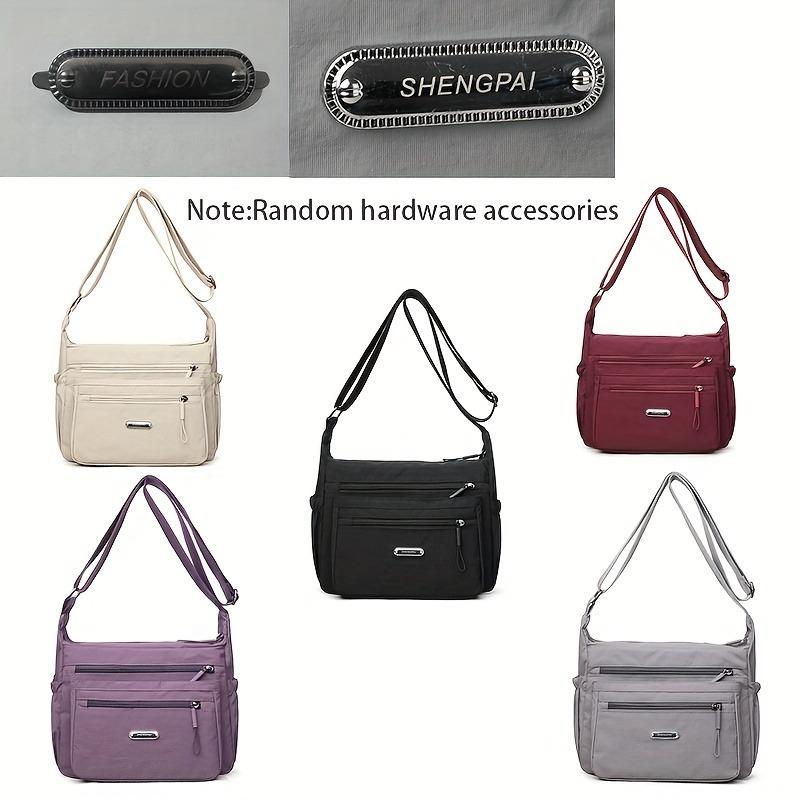 Leichte Umhängetasche für Damen, Multifunktionale Hellgraue Nylon-Schultertasche mit Mehreren Reißverschlusstaschen, Lässige Umhängetasche für den Täglichen Gebrauch