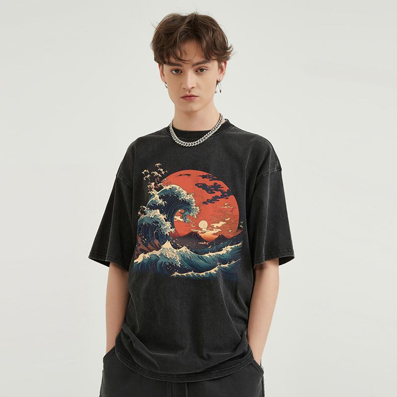 Streetwear Sun Wave Grafik-T-Shirt