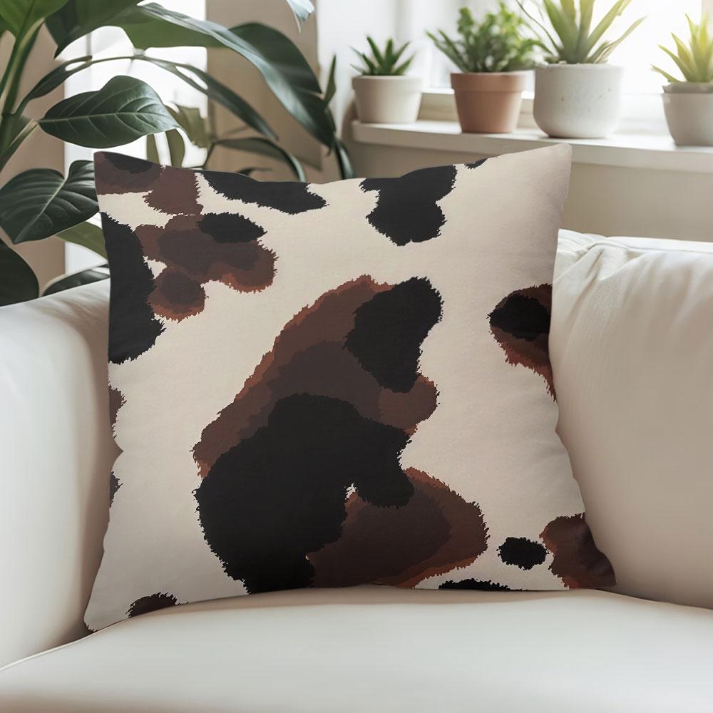 Cream cow print square Jacquard Pillow Cover for Sofa Office Waist Cushion Cover Home Decorative Pillowcase