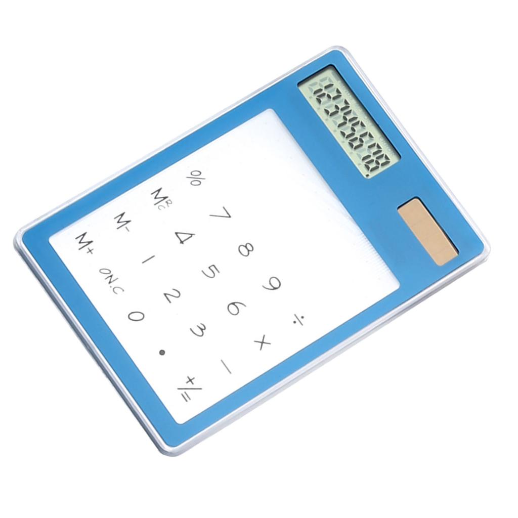 Solar Powered Calculator Touch Screen 8 Digit LCD Display Portable Transparent Calculator for Office School Home