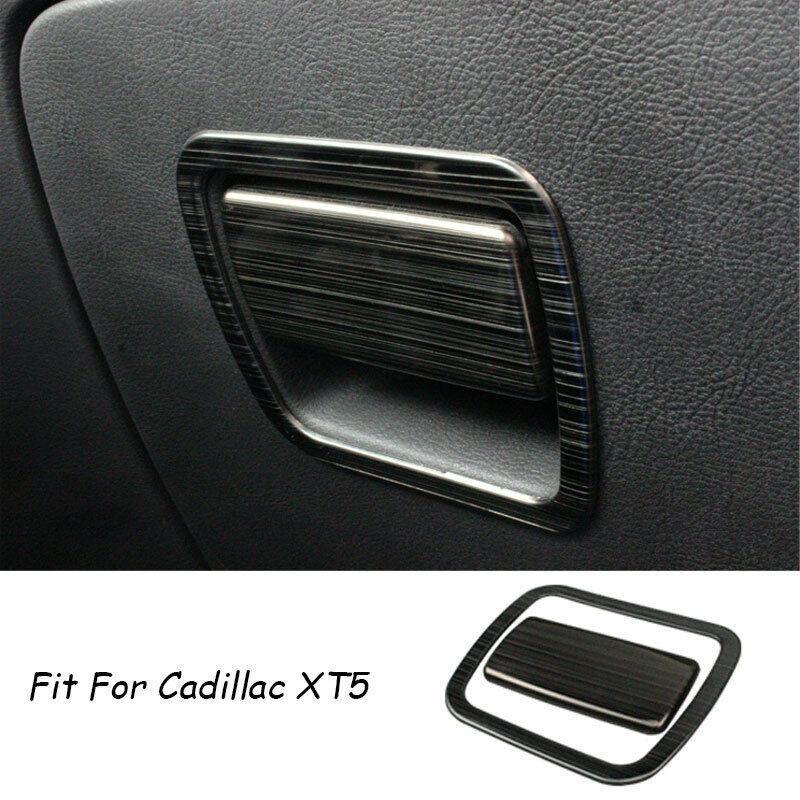 For 2016-  Cadillac XT5 Black Steel Co-Pilot Storage Box Handle Trim 2pc