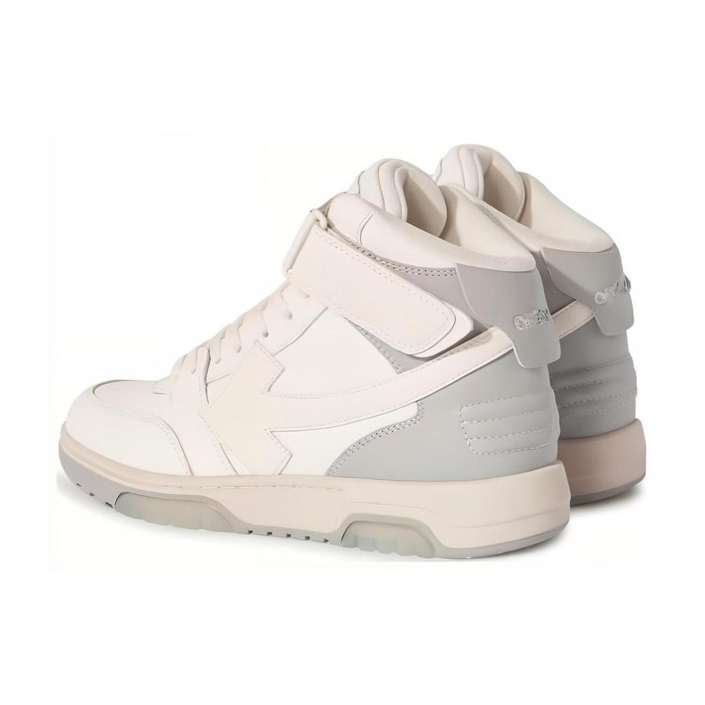 Off-White Out Of Office Leather Minimalist Versatile Casual High-Top Sneakers Men Sneakers White Gray OMIA259F23LEA0050106