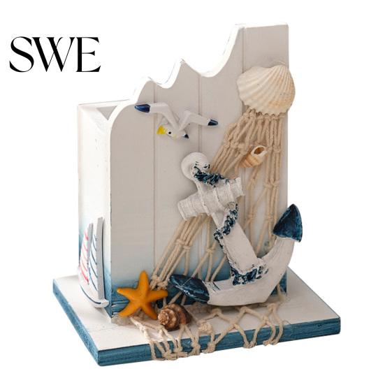 Pen Holder for Home Office Nautical Wooden Handcrafted Mediterranean Theme Makeup Brush Versatile Organizer Ocean Beach Pencil Container Stable Base