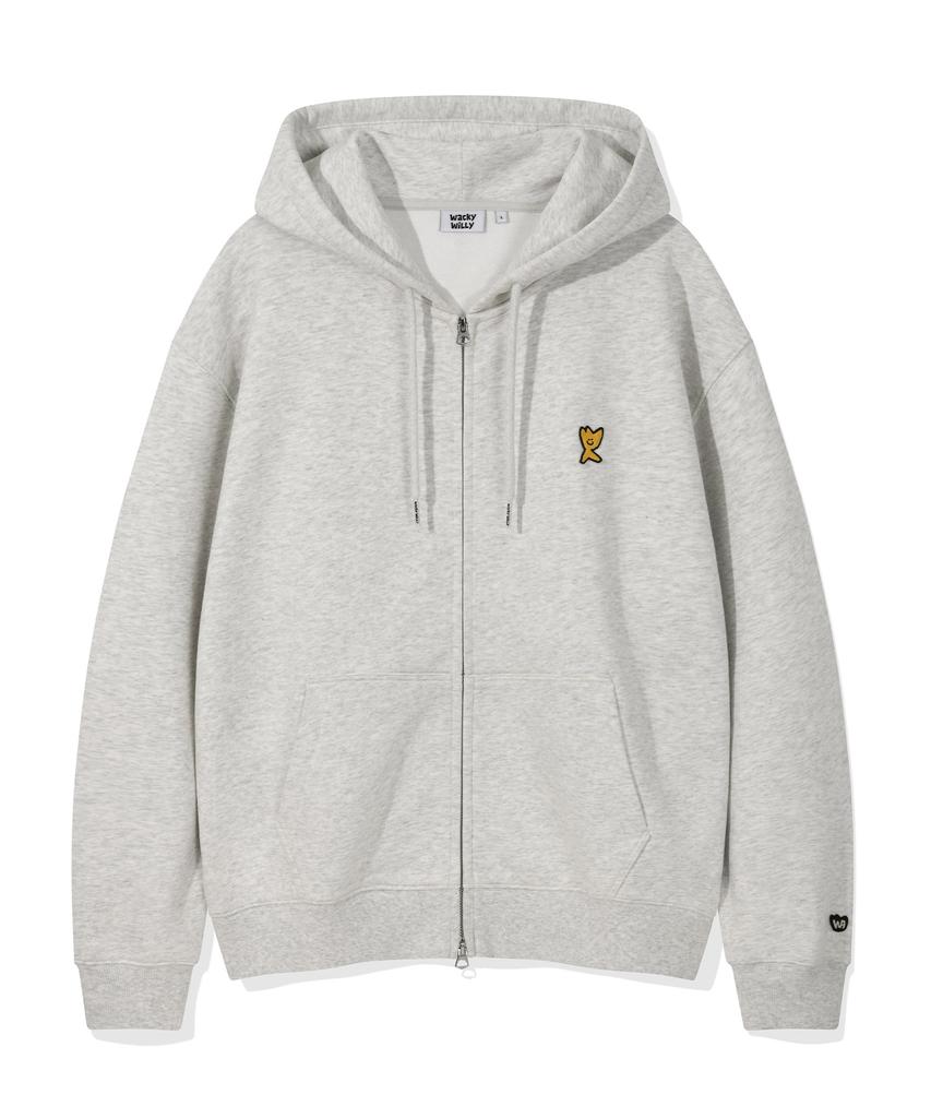 Wacky Willy Signature Kiki Wappen Zip-Up Hoodie Light Gray