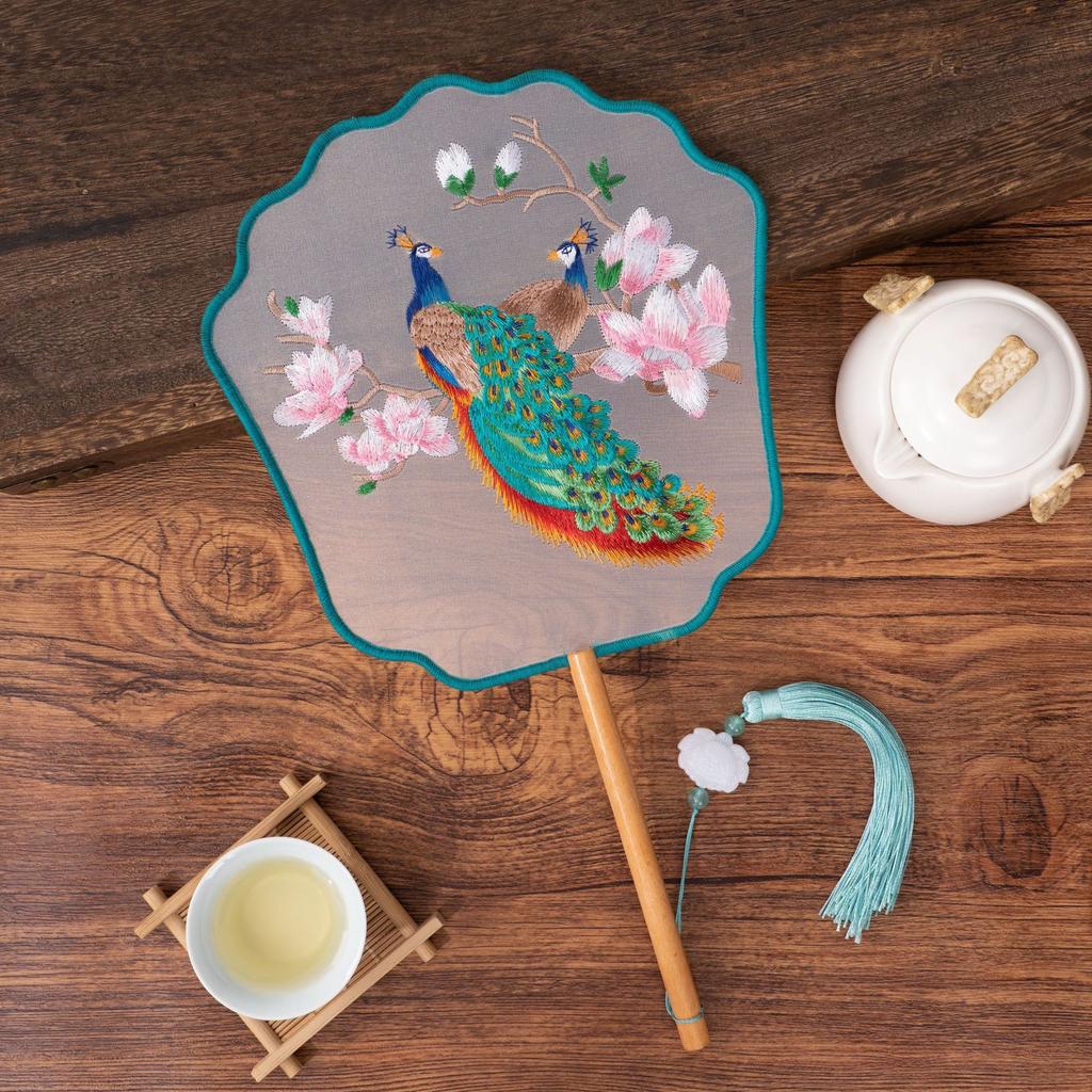 Antique Sle Round Fan Handicrt Dance Costume Qipao Special Ape Suzhou Embroidery F Transparent Double Sided Fan