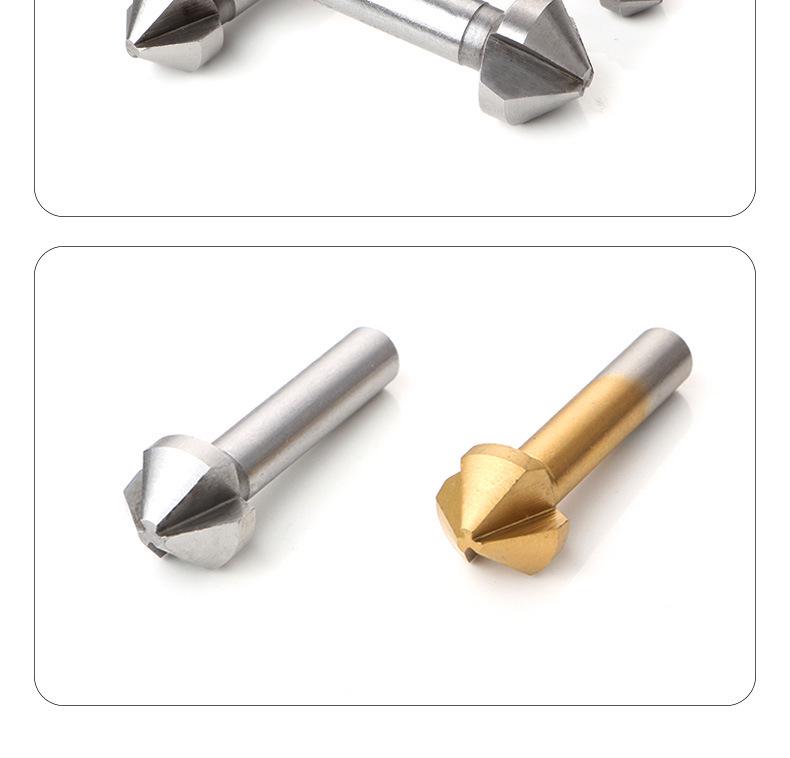 6-Piece 90° Titanium-Plated Three-Blade Chamfering Drill Set for Woodworking