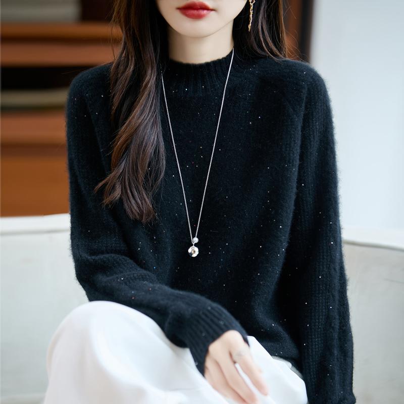 Damen Kaschmirpullover Qinghe Kaschmir 30% Kaschmir 70% Wolle Herbst- und Winterpullover warm und modisch