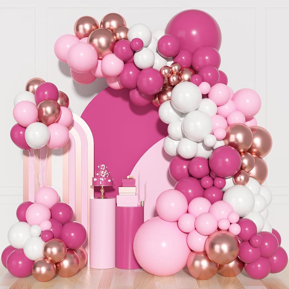 Wedding Pink Balloons Garland Pastel Pink White  Rose Gold Balloon Arch Kit Baby Shower Gender Reveal Birthday Party Decoration